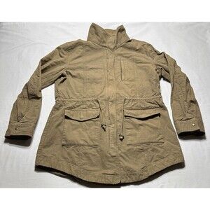 Marine Layer Elle Utility Jacket Womens Large Cargo Pockets Drawcord Olive Green
